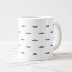 Blauwe snor grote koffiekop