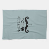 Blauwe snor je een vraag Humor Vaderdag Theedoek (Horizontaal)