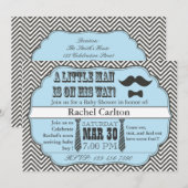 Blauwe snor & Stropdas Babyschoenen Kaart (Voorkant / Achterkant)