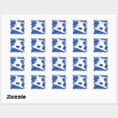 Blauwe snowboarder cross hatch art vierkante sticker (Vel)