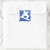 Blauwe snowboarder cross hatch art vierkante sticker (Tas)