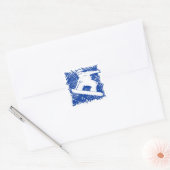 Blauwe snowboarder cross hatch art vierkante sticker (Envelop)