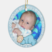 Blauwe Snowflake Baby 1e kerstversiering Keramisch Ornament (Links)