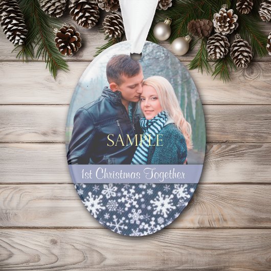 Blauwe Snowflake Eerste Kerstmis Sjabloon Ornament