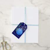Blauwe Snowflake kerstbulb Cadeaulabel (Met Touw)