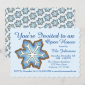 Blauwe Snowflake Kerstmis Hanukkah Holiday Partij Kaart (Voorkant / Achterkant)