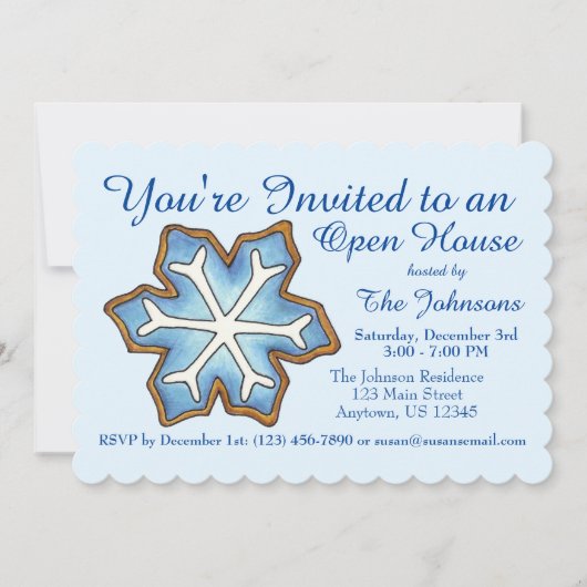 Blauwe Snowflake Kerstmis Hanukkah Holiday Partij Kaart (Voorkant)