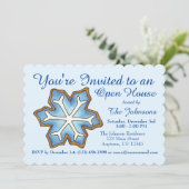 Blauwe Snowflake Kerstmis Hanukkah Holiday Partij Kaart (Staand voorkant)