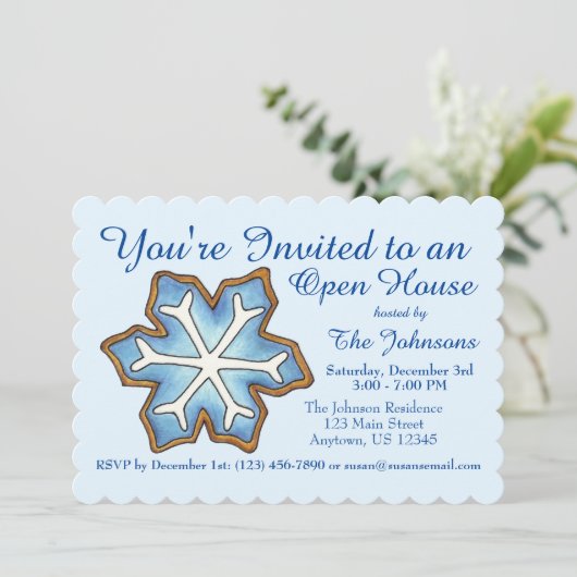 Blauwe Snowflake Kerstmis Hanukkah Holiday Partij Kaart (Staand voorkant)