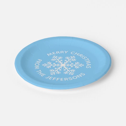Blauwe snowflake kerstpapieren Borden Papieren Bordje (Gekanteld)