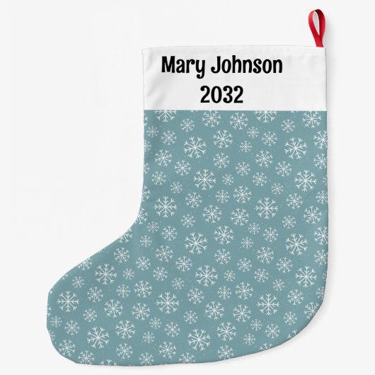 Blauwe Snowflake kerststaart Grote Kerstsok (Achterkant)