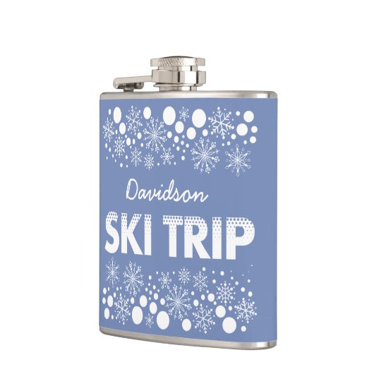 Blauwe Snowflake Ski Trip-kolf Heupfles (Links)