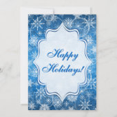 Blauwe Snowflakes Holiday Party Uitnodiging (Achterkant)