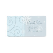 Blauwe Snowflakes kerstbruiloft labels (Voorkant)