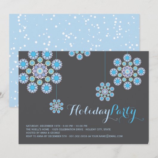 Blauwe Snowflakes kerstfeestdag Kaart (Voorkant / Achterkant)