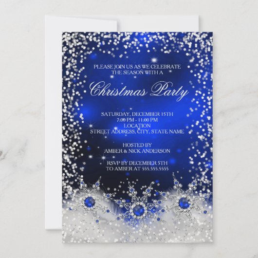 Blauwe Snowflakes kerstfeestdag Kaart (Voorkant)