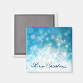 Blauwe Snowflakes kerstfeestdag | Magneet (Voorkant / Achterkant)