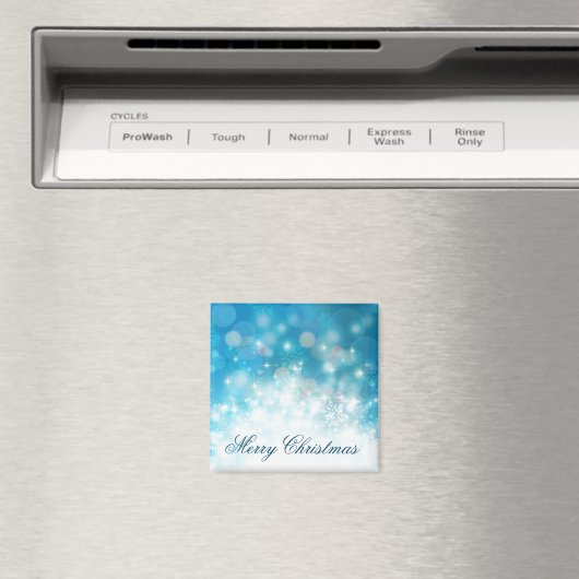 Blauwe Snowflakes kerstfeestdag | Magneet (Insitu (Vaatwasser))