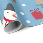 Blauwe Snowman en rode, gele cadeautjes Cadeaupapier (Rol Hoek)
