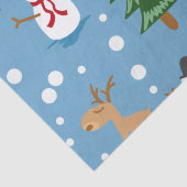 Blauwe Snowman en rode, gele cadeautjes Tissuepapier (Detail)