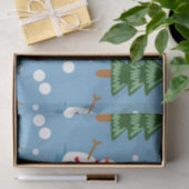 Blauwe Snowman en rode, gele cadeautjes Tissuepapier (Geschenk)