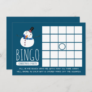 Blauwe Snowman, kerstfeest Bingo Kaart