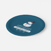 Blauwe Snowman, kerstfeest Papieren Bordje (Gekanteld)