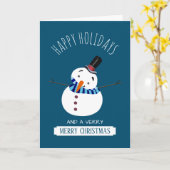 Blauwe Snowman, kerstgroet Kaart (Gele Bloem)