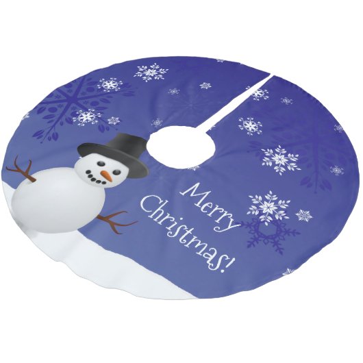 Blauwe Snowman Winter Scene kerstboomrok Kerstboom Rok (Gekanteld)
