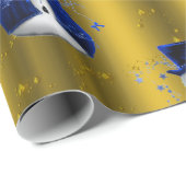 Blauwe Snowmen op gouden kerst Cadeaupapier (Rol Hoek)