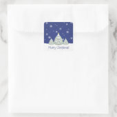 Blauwe Snowy kerstboom Sticker (Tas)
