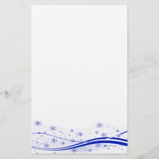 Blauwe Snowy Kerstmis Briefpapier (Voorkant)