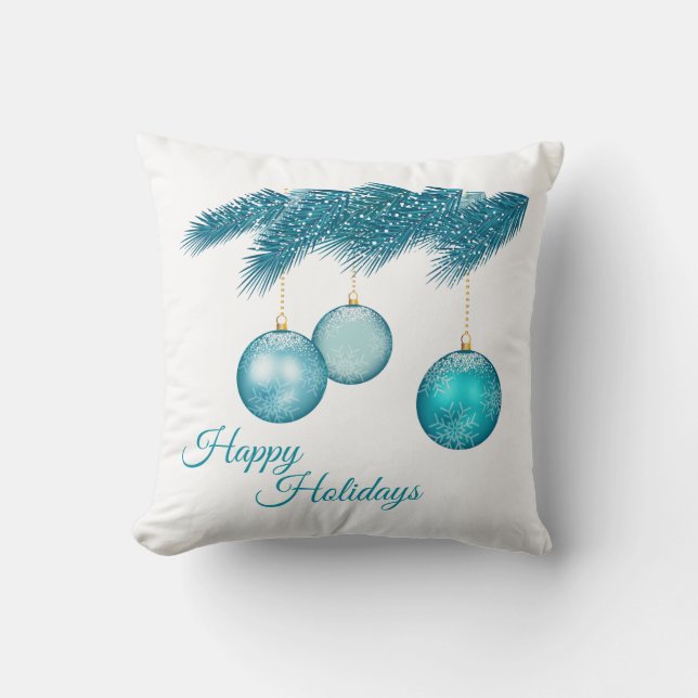 Blauwe Snowy-kerstversieringen en Snowflakes Kussen (Voorkant)