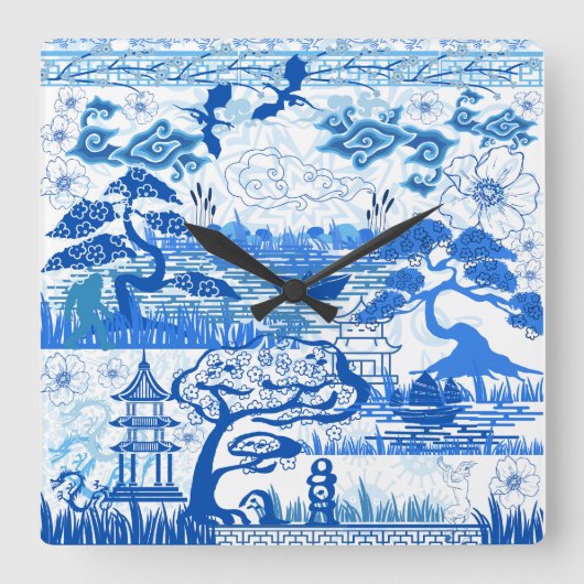 Blauwe snuffel vierkante klok (Voorkant)