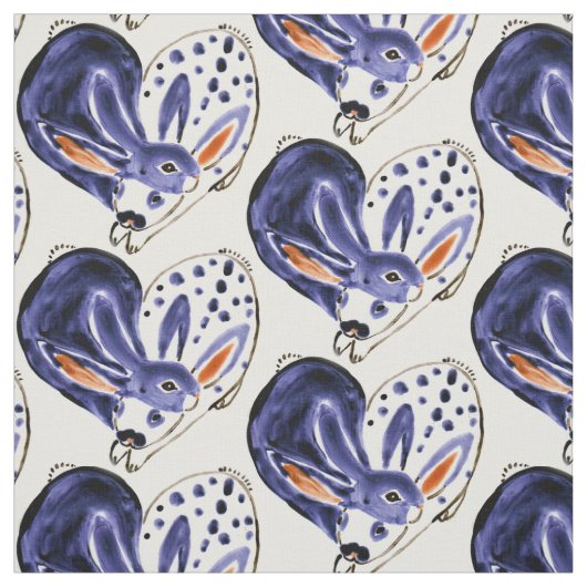 Blauwe snuggle Bunny Love Rabbit Heart Design Cute Stof (Swatch)