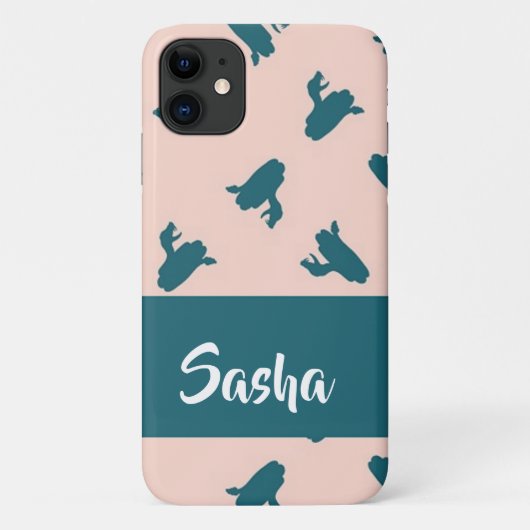 Blauwe snuifslangen op roze Case-Mate iPhone case (Achterkant)