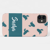 Blauwe snuifslangen op roze Case-Mate iPhone case (Achterkant (horizontaal))