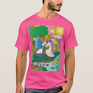 Blauwe snuitkever met paarse haren eenhoorn op een t-shirt