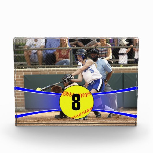  blauwe Softball-fotokubus Fotoblokken (Voorkant)