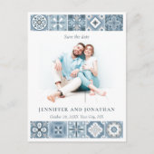 BLAUWE SPAANSE TEGELS BEWAREN DE DATUM BRIEFKAART (Voorkant)