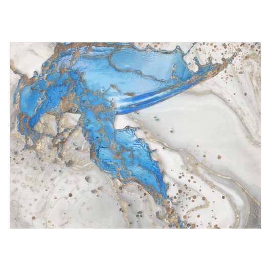 Blauwe spaar - grijze marmer en goud tafelkleed (Voorkant (Horizontaal))