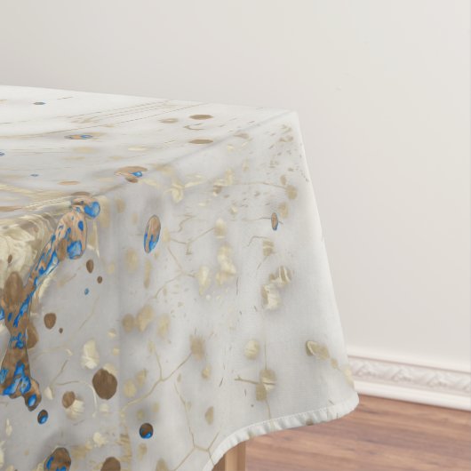 Blauwe spaar - grijze marmer en goud tafelkleed (Voorbeeld)