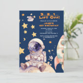 Blauwe Space Star Kosmos Astronaut verjaardag Kaart (Staand voorkant)