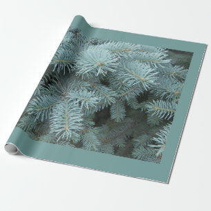 Blauwe spar rustieke natuur grijs groen cadeaupapier