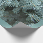 Blauwe spar rustieke natuur grijs groen cadeaupapier (Hoek)