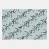 Blauwe spar witte kegels rode bessen Garland Inpakpapier Vel (Voorkant 2)