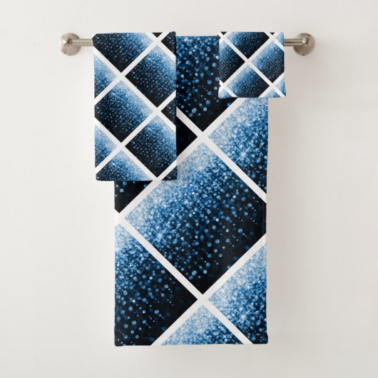 BLAUWE SPARKLE BATHROOM TOWEL SET BAD HANDDOEK (Insitu)
