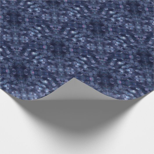 Blauwe Sparkle Bokeh-verlichting Cadeaupapier (Hoek)