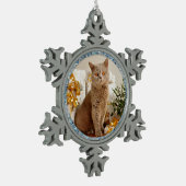 Blauwe Sparkle Border Cat and Pet Photo Ornament (Links)