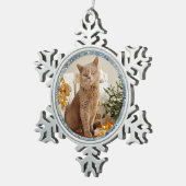 Blauwe Sparkle Border Cat and Pet Photo Ornament (Rechts)